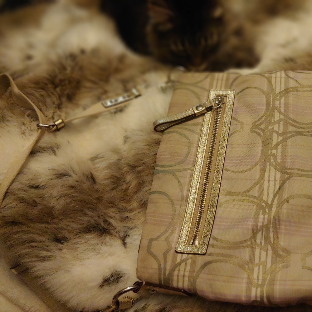 Coach lavender and beige plaid pag - Picture 6 of 6